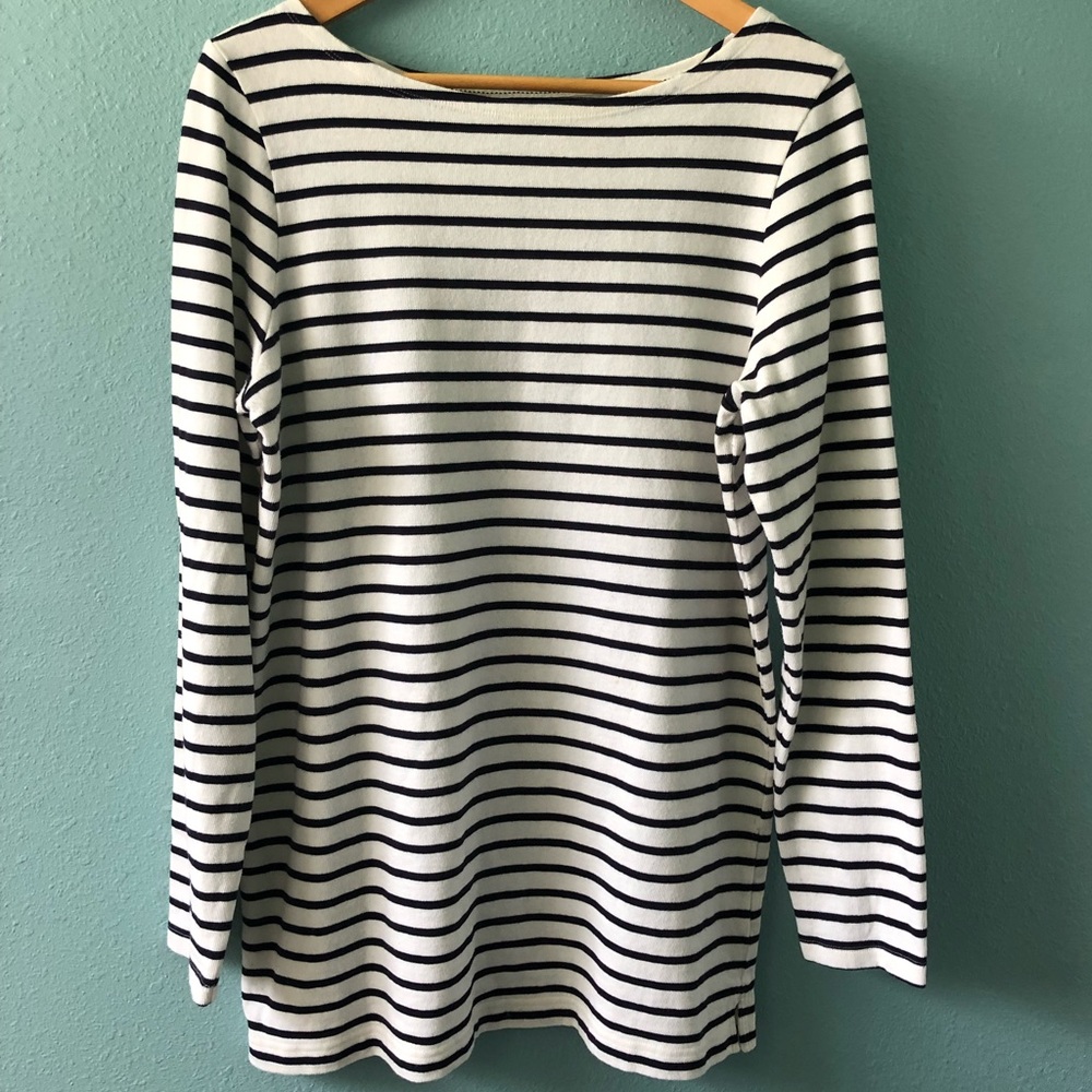 Lands End Canvas Striped Tunic Length Shirt